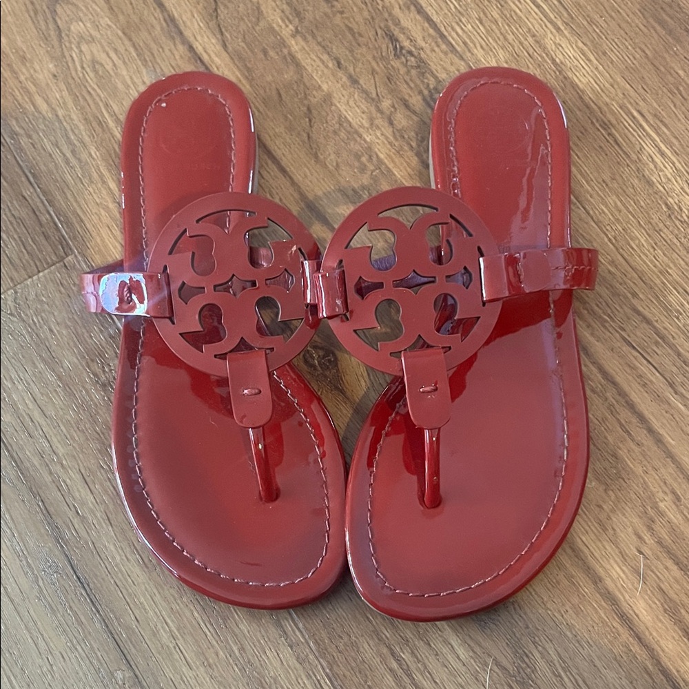 Tory Burch Red Logo Cutout Sandals